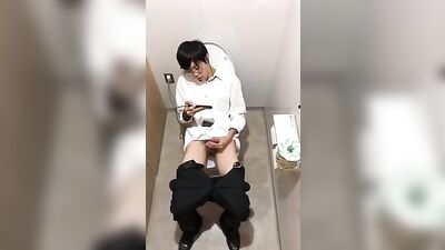 Japanese Glasses Boy Cum Shots: Toilet Fun with Straight Amateurs