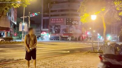 Asian twink risky jerk off in public!