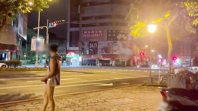 Asian twink risky jerk off in public!
