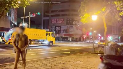 Asian twink risky jerk off in public!