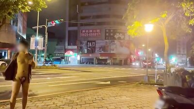 Asian twink risky jerk off in public!