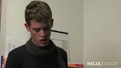 Twinks in the Gallery - Office Oral Cum Shots Gay Porn Video