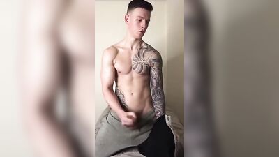Undie JO : Cum Shots Fetish Frat Guys Solo - Ink Tats Jo Uncut Cum Under Wear!
