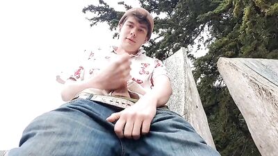Outdoor Pissing & Jerking Fun with Twinks Uncut Cock!