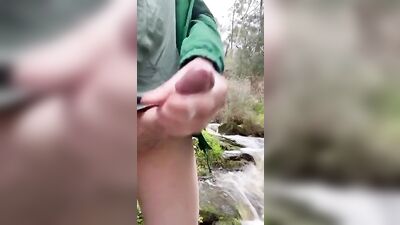 Creek Cum-Jerking Twink Amateur Outside Solo Public Explosion!