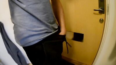 Gay Porn Stairwell Jerk-off: Close Encounters with Huge Loads!