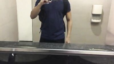 Public Toilet Mirror Jerk Off Exposed - [T30]-[02]