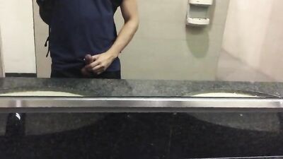 Public Toilet Mirror Jerk Off Exposed - [T30]-[02]