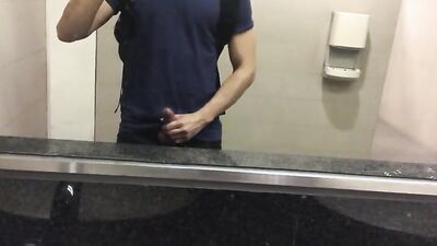 Public Toilet Mirror Jerk Off Exposed - [T30]-[02]