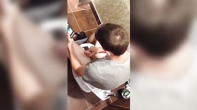 Golden Shower Twink! Caught Jizzing in the Bathroom