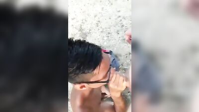 Gay Asian in Glasses Sucks Cock until it Cums 243: Amature Asian Cum Shots Oral Porn Delight!