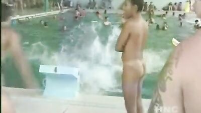 Interracial Nude Amateurs in Mens Pool Party!.