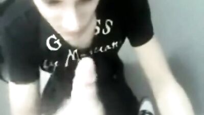 Cock Sucking Classmates in Bathroom Stall: Amateur Oral Web-Cam