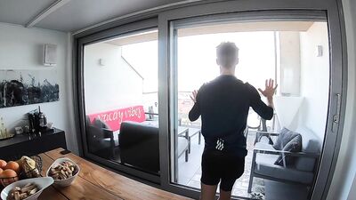 Gay Blonde Balcony Romp: Hot Solo Action!