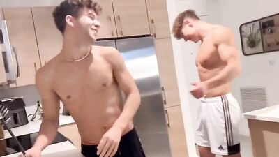 Bareback Twinks after Football Game - Action Cum Shots