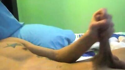 Gangbanged Tattoo Guy Cums Hard!