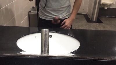 Public Bathroom Mirror Jerk Off: The Ultimate Gay Porn Experience!