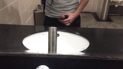 Public Bathroom Mirror Jerk Off: The Ultimate Gay Porn Experience!