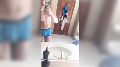 Sexy Amateur Skinny Guy Strips Off and Jerks in Gay Porn Selfie!