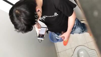 Toilet Cummer #2: Asian Big Boy in the Cubicle!