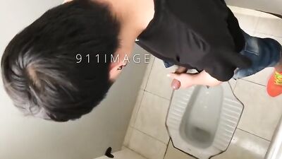 Toilet Cummer #2: Asian Big Boy in the Cubicle!
