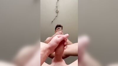 Selfie Cumming Twink: Mirror Cumshots & Solo Handjobs