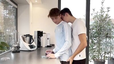 F*cking In The Kitchen with JH and Friends - Webcam Bareback Cum Shots Action!