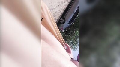 Young daddy guy goes nude beach cruising, public dick masturbation and cums before nudists