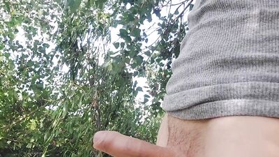 Young daddy guy goes nude beach cruising, public dick masturbation and cums before nudists