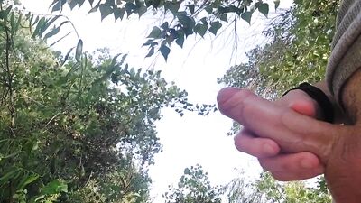 Young daddy guy goes nude beach cruising, public dick masturbation and cums before nudists