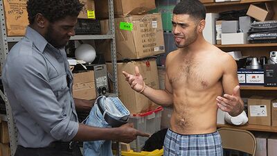 Hunk Officer Devin Trez Sticks His Huge Black Dick In Latino Thief To Discipline Him - Young Perps