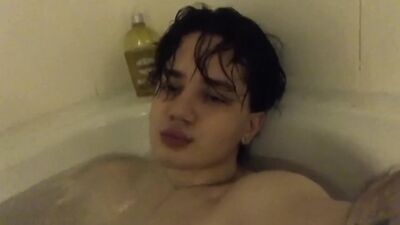 young russian gay fingering his fat dick in the bathroom