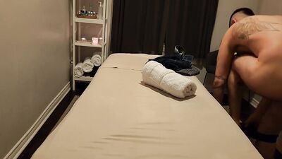 Horny construction guy tryed to seduce a young masseur during massage and succeed.