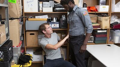 Hunk Officer Devin Trez Sticks His Big Black Cock Deep In 19 Year Old Thief's Asshole - Young Perps