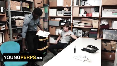 Hunk Officer Devin Trez Sticks His Big Black Cock Deep In 19 Year Old Thief's Asshole - Young Perps