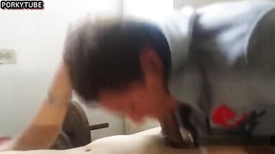 Big Latino Cock Oral Amateur Deepthroat Friend sucks on cam!