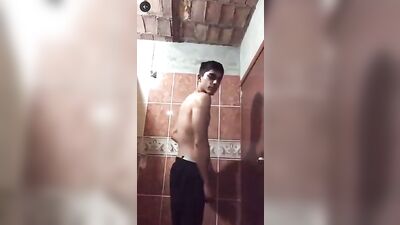 Hot Latin guy jerking off