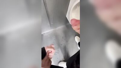 Cumming in the Mens Room Twink Porn: A Gay Amature Handjob Cumshots Experience