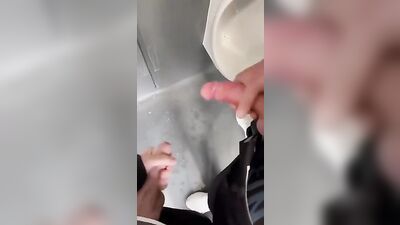 Cumming in the Mens Room Twink Porn: A Gay Amature Handjob Cumshots Experience