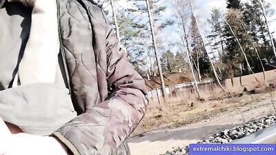 Dangerous Desires: Risky Extreme Public Outside Wanking on the Railway Track!