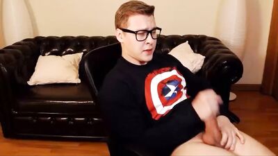 Captain Americas Young Cutie 18yo Jerks his Big Cock! - Gay Porn Video