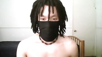 Ninja Dreadlock Dudes Cock Shower - Big foreskin, solo show!