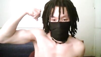 Ninja Dreadlock Dudes Cock Shower - Big foreskin, solo show!