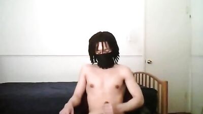 Ninja Dreadlock Dudes Cock Shower - Big foreskin, solo show!