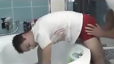 Bareback Fucking in Bathroom: Cum Shots Galore!