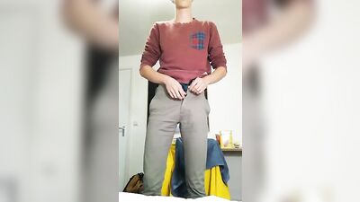 Uncut Amateur Strips & Waggles His Big Cock!