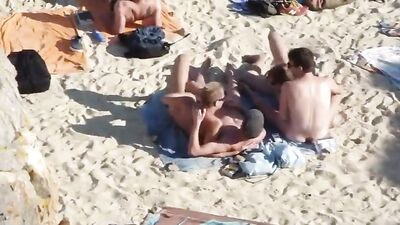Beach Foursome Boys Porn: Fun Public Outdoor Voyeur Adventure!