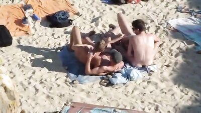 Beach Foursome Boys Porn: Fun Public Outdoor Voyeur Adventure!