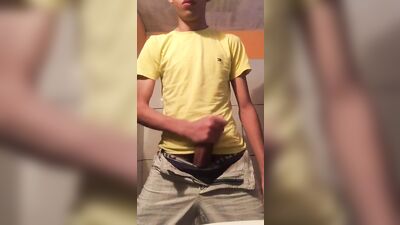 Latino hunk takes a bathroom break with cum-covered lens!