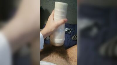 Young Twink Filling His Fleshlight with Porn Cock!